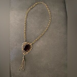 Vintage Gold and Purple Pendant Necklace